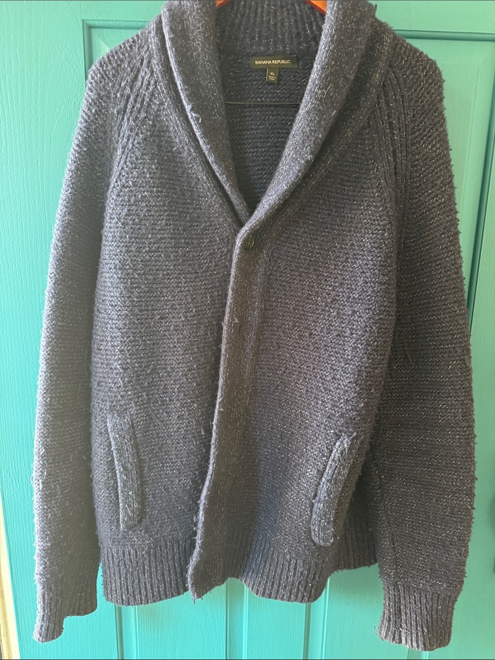 Banana Republic Men's Shawl Collar Cardigan - blue.  Amazing! XL